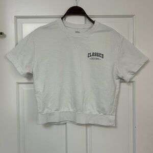 Giordano White Crewneck Sweatshirt Short Sleeve Size Small